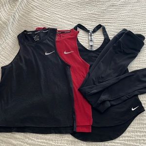 Lot of 4 Nike Razorback tank and underarm compression running tights Lot